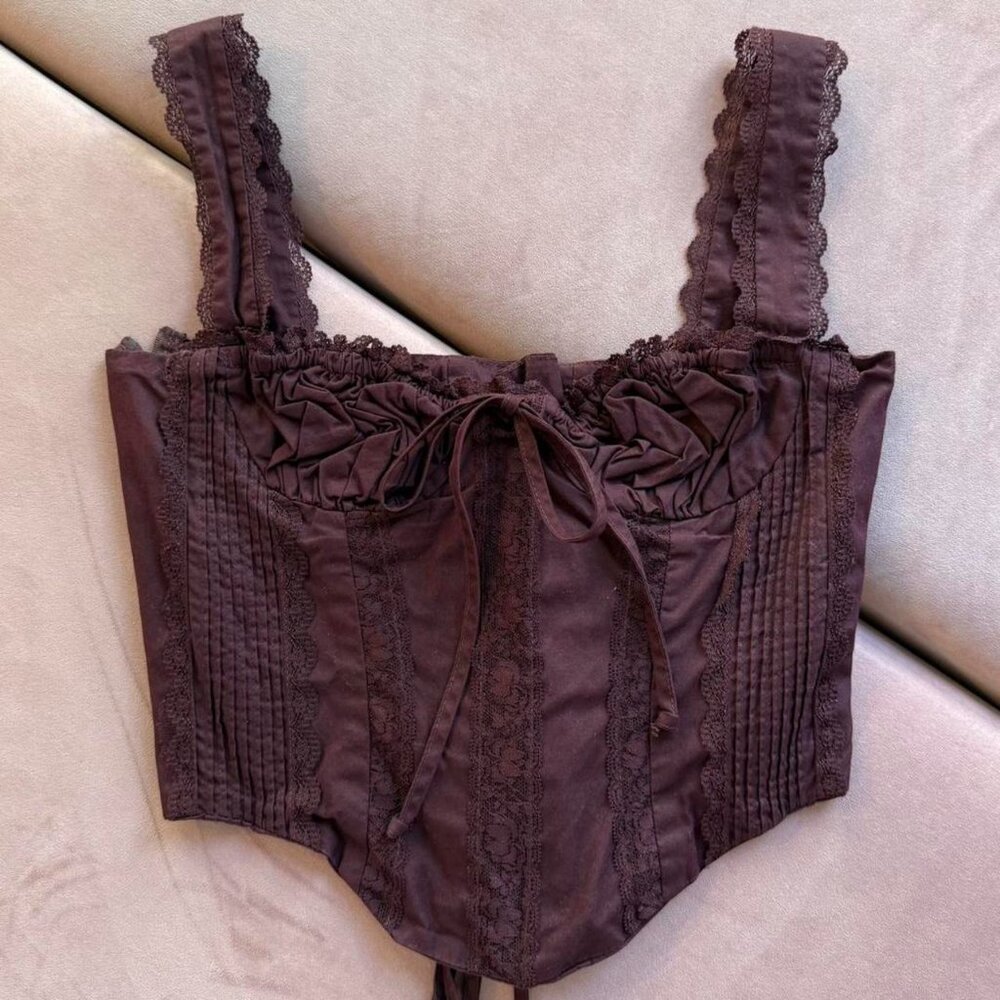 Burgundy Coquette Milkmaid Corset
